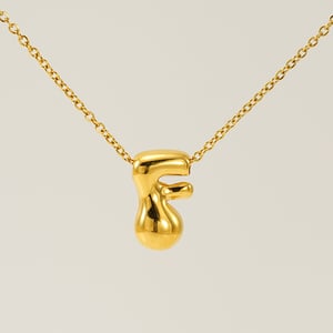 1 Piece Simple Series Daily Letter F Titanium Steel  Gold Color Unisex Pendant Necklaces h5 